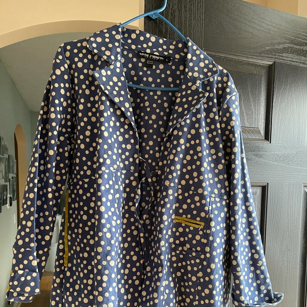Little Journeys  of Chicago Blue Polka Dot swing Jacket Large